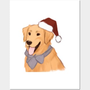 Cute Golden Retriever Drawing Posters and Art